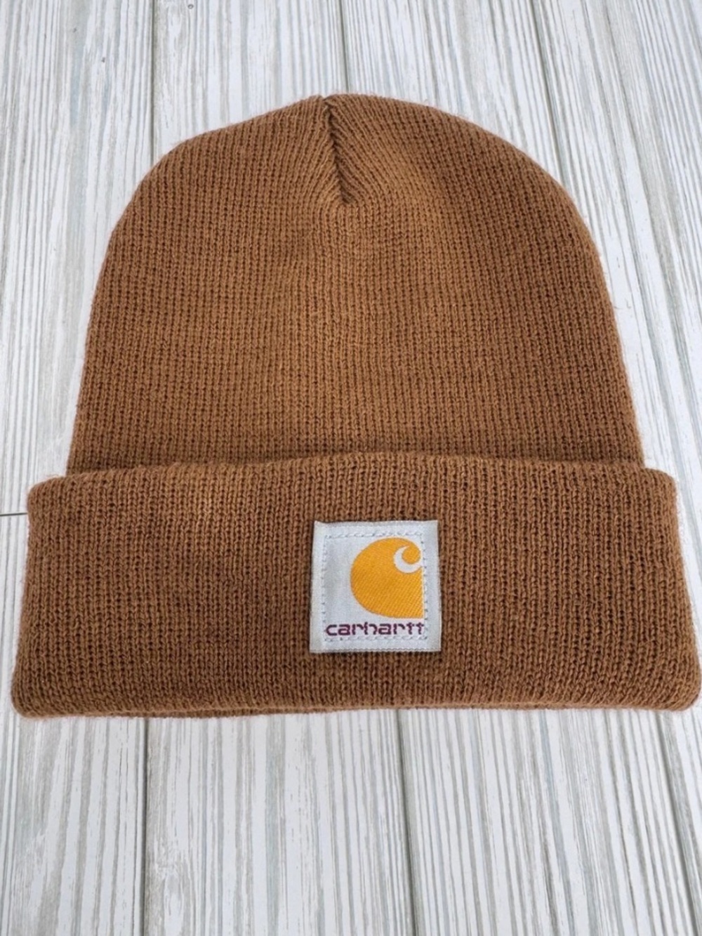Carhartt beanie hat infant toddler cuffed rib knit brown 12-24 months